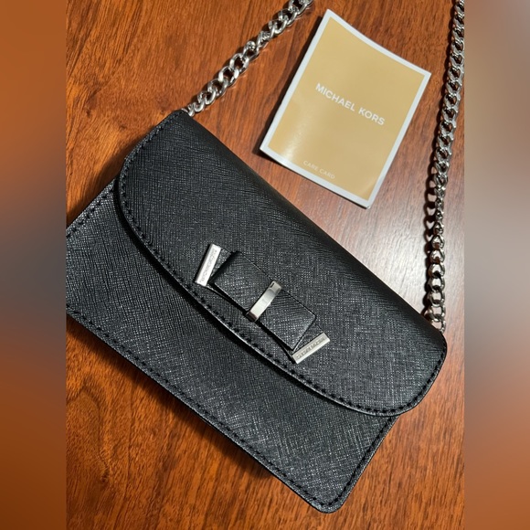 Michael by Michael Kors Mini Leather Trunk Crossbody with silver chain - Picture 2 of 7